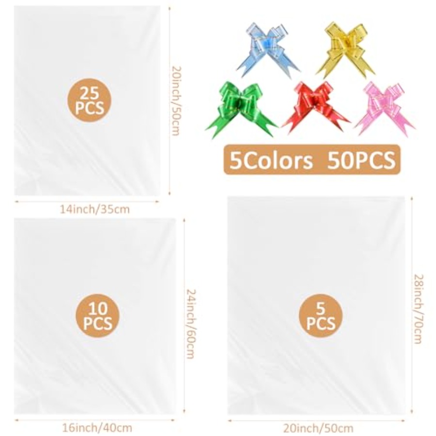 90PCS Shrink Wrap Bags for Chr - مراجعة Cellophane Wrap Clear وسعره