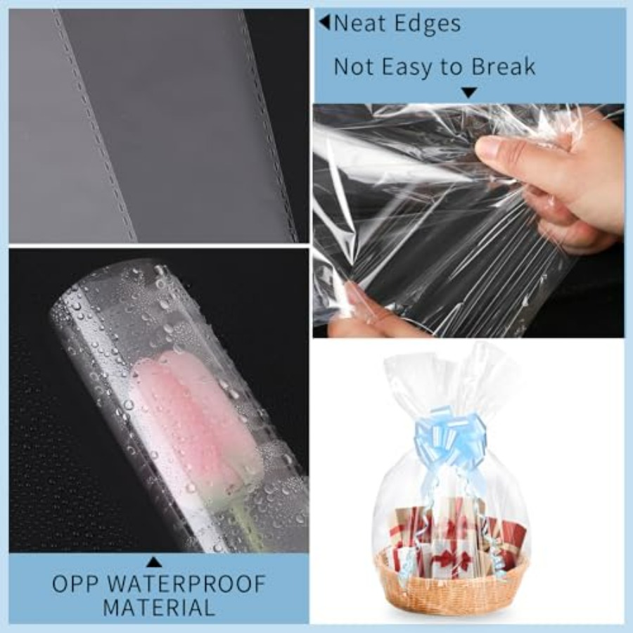 12PCS Large Clear Cellophane G - مراجعة Cellophane Wrap Clear وسعره