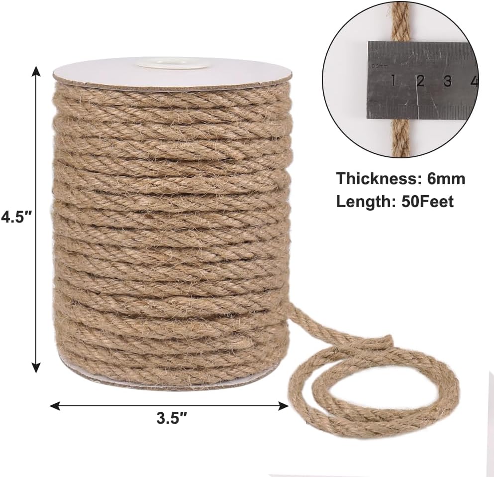 6mm Jute Rope 50ft, Natural Tw - مراجعة Twine Jute Natural وسعره