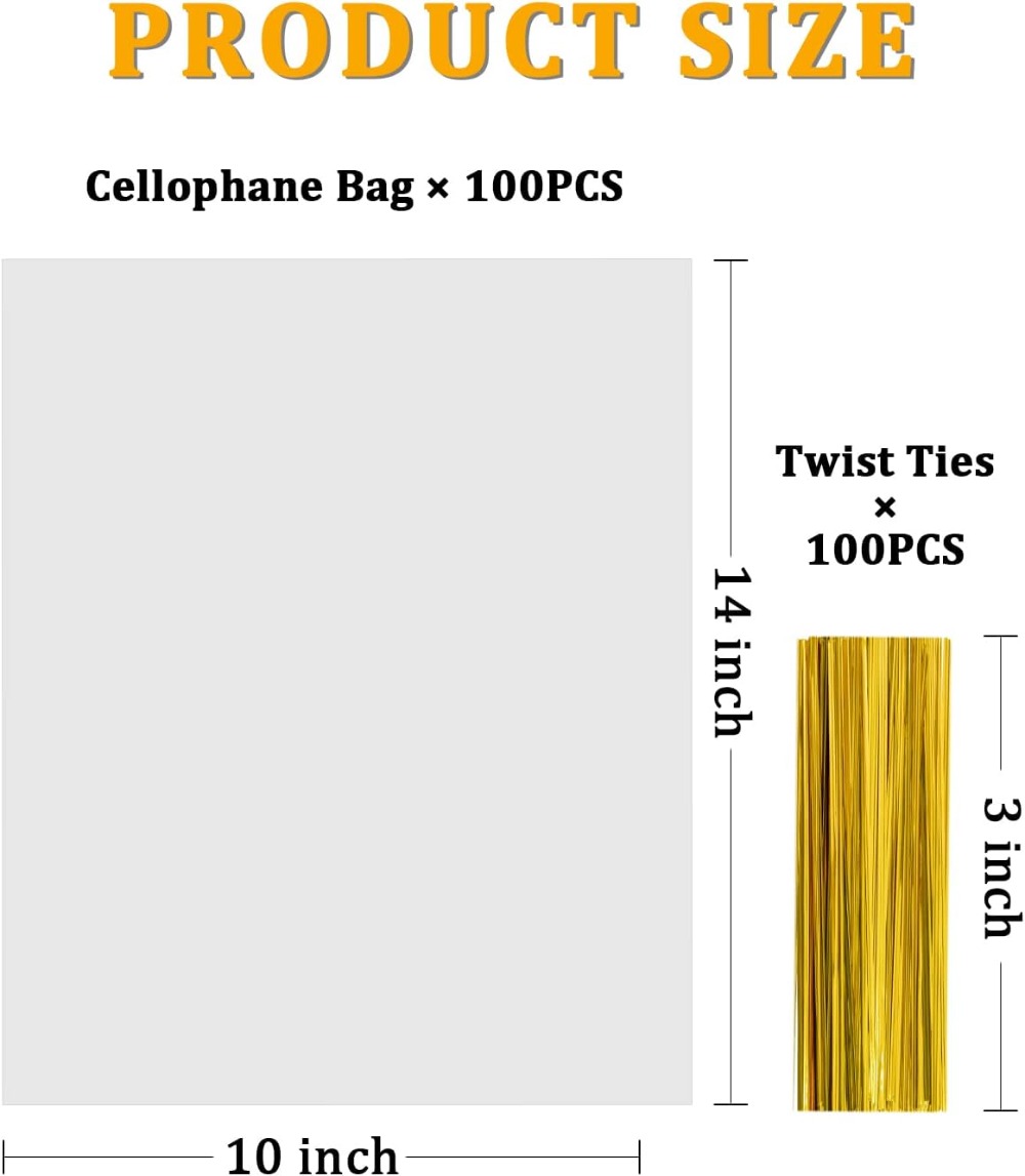 100pcs Cellophane Bags 10x14 C - مراجعة Cellophane Wrap Clear وسعره
