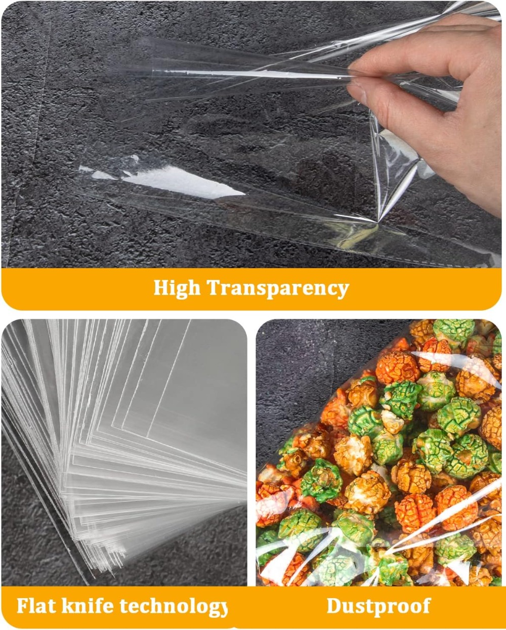 100pcs Cellophane Bags 10x14 C - مراجعة Cellophane Wrap Clear وسعره