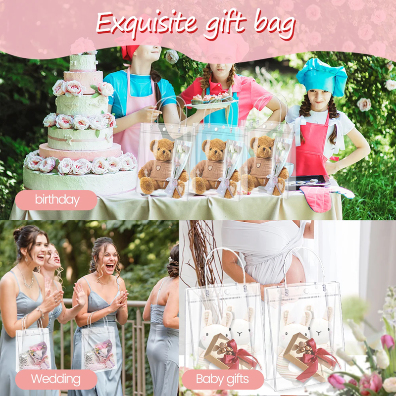 5/10Pcs Clear Gift Bag with Ha - مراجعة Cellophane Wrap Clear وسعره