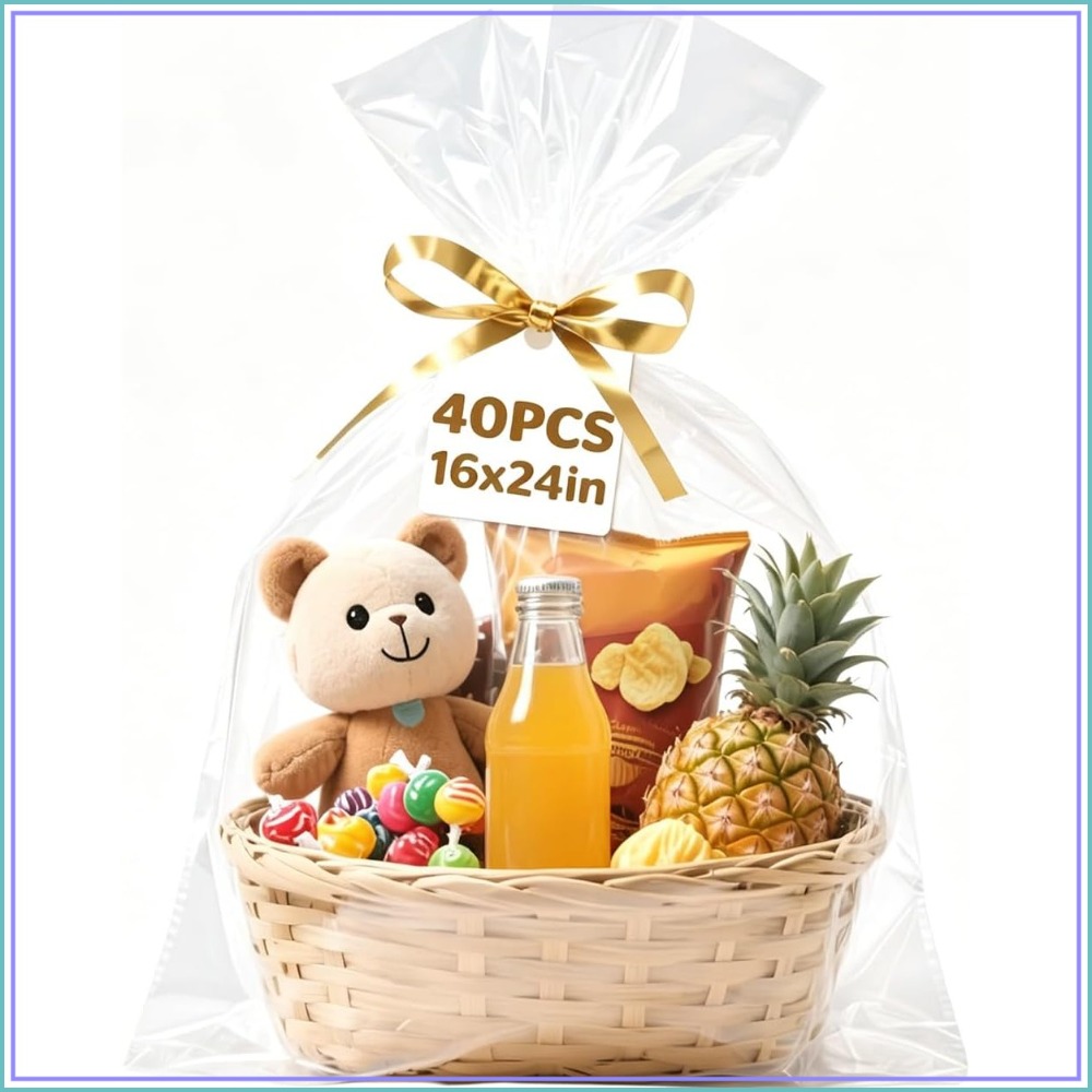 40 Pcs Cellophane Bags 16x24 I - مراجعة Cellophane Wrap Clear وسعره