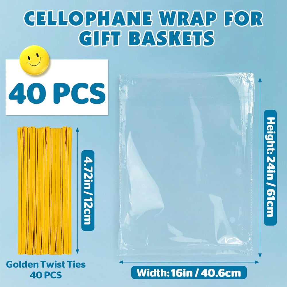 40 Pcs Cellophane Bags 16x24 I - مراجعة Cellophane Wrap Clear وسعره
