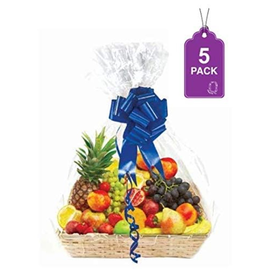 Clear Basket Bags, 5 Pack Larg - مراجعة Cellophane Wrap Clear وسعره