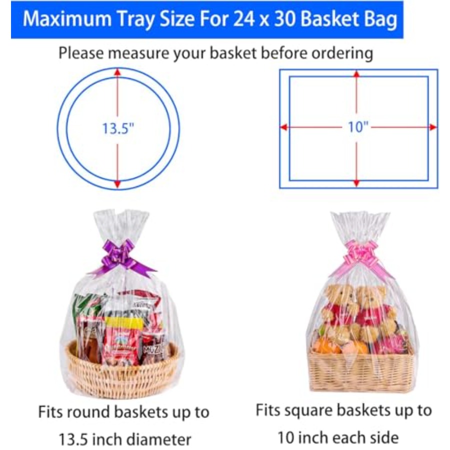 Clear Basket Bags 20Pack Large - مراجعة Cellophane Wrap Clear وسعره